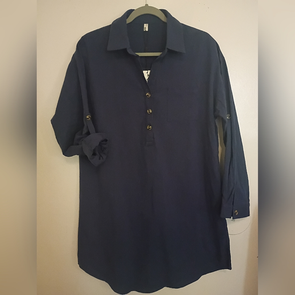 Zeago Women's Shirt‎ Dress Mini 100% Cotton Sz M NWT